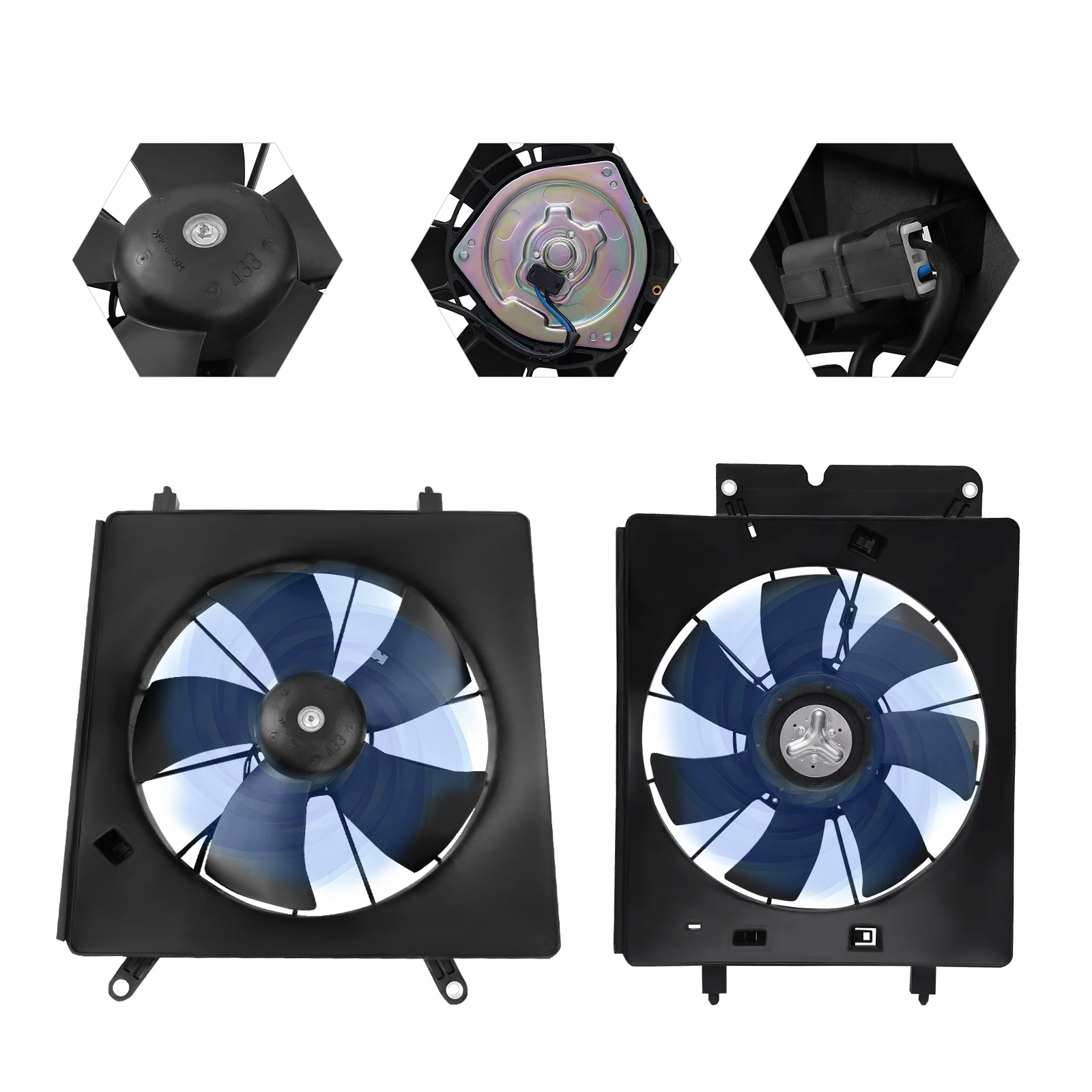 Radiator & AC Condenser Cooling Fan Assembly Pair For 2002-2006 2.4L Honda CRV