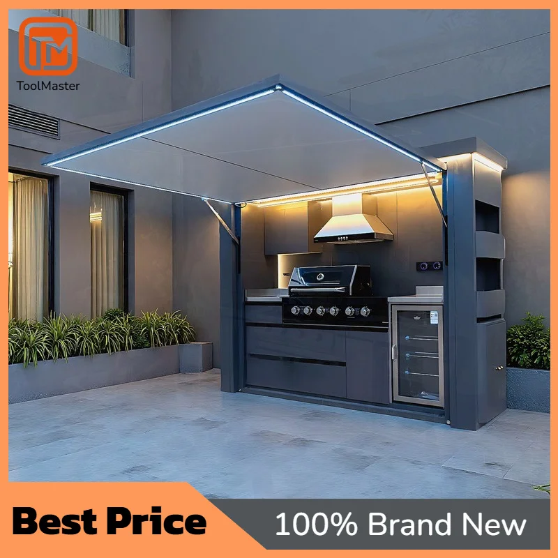 【Hot Sale】Outdoor Modular Stainless Steel Kitchen Cabinet With Gas Stove Patio Garden Picnic Outdoor Kitchen