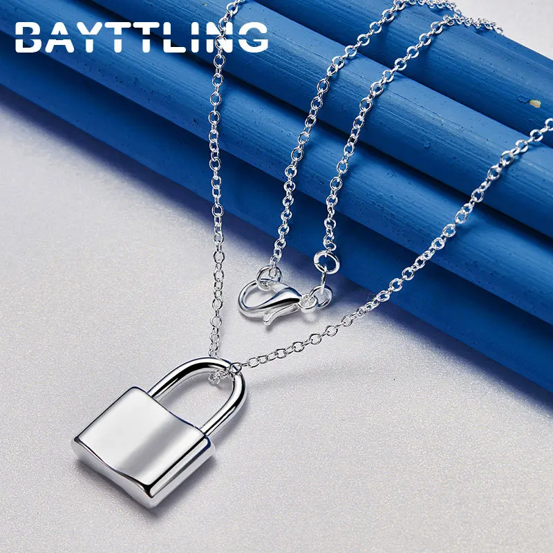 Fashion 925 Sterling Silver 16-30 Inches Mini Lock Necklace For Women Men Charm Wedding Engagement Gifts Jewelry Party