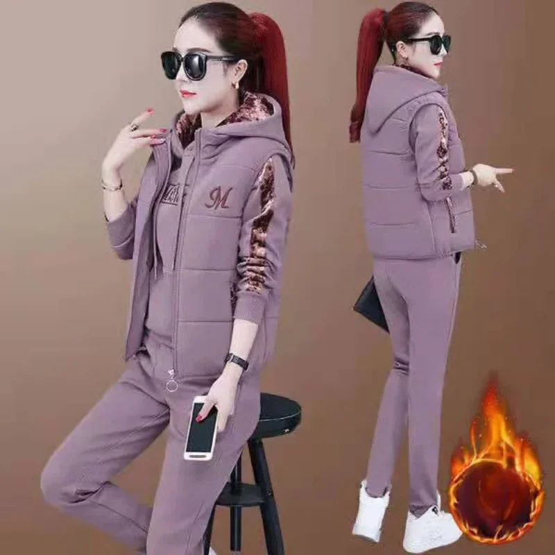 

Trendy Women Tracksuit Drawstring Patchwork Color Casual Outfit Autumn Winter Hooded Loose Fit Female Casual Tracksuit