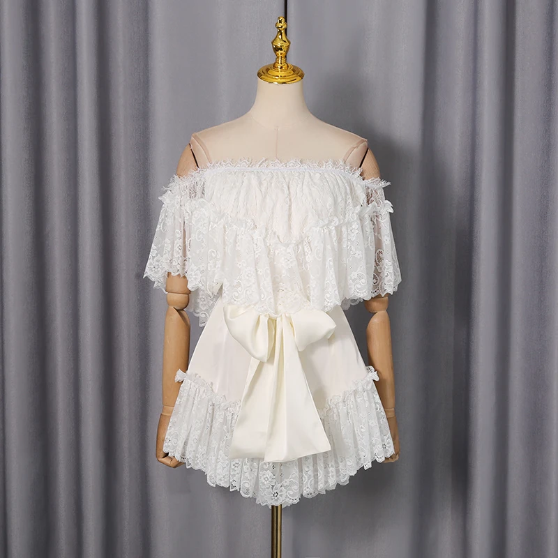 VGH Hotsweet Patchwork Fungus Hem Party Dress for Women Slash Neck Short  Sleeve Spliced Satin Bowknot Sexy Mini Dresses Female - AliExpress 200000345