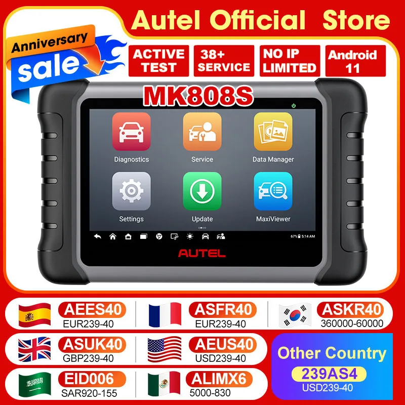 Autel MaxiCOM MK808S OBD2 Scanner Automotivo Car Diagnostic Tool OBD 2 Scanner Active Test Code Reader Key Coding Tool