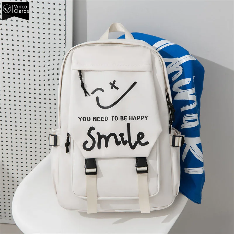 

VC Youth college style backpack Women Kawai Smile School Backpack for College Students Lightweight Oxford Backpacks Unisex