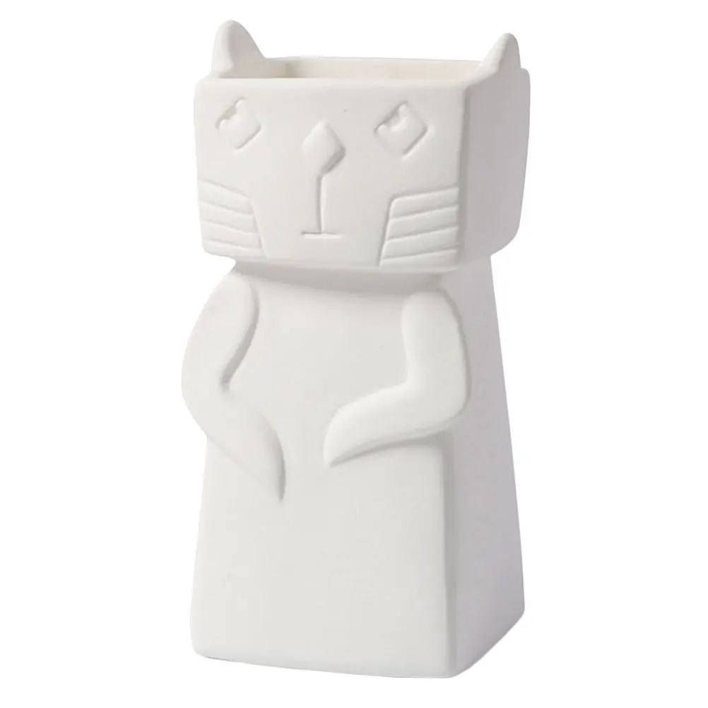

1Pcs Ceramic Cat Vase Decorative Flower Arrangement Vase Adornment Simple European Style Tabletop Decoration