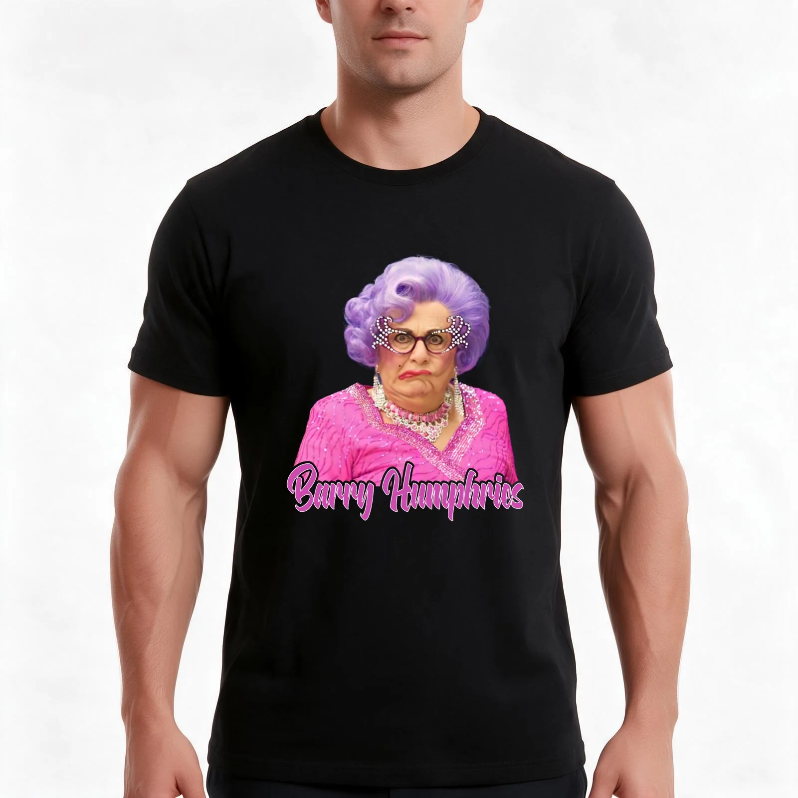 Barry Humphries - Dame Edna Everage T-Shirt, Summer Casual Cotton Tee, Oversized Streetwear Tops, Vintage Graphic Print