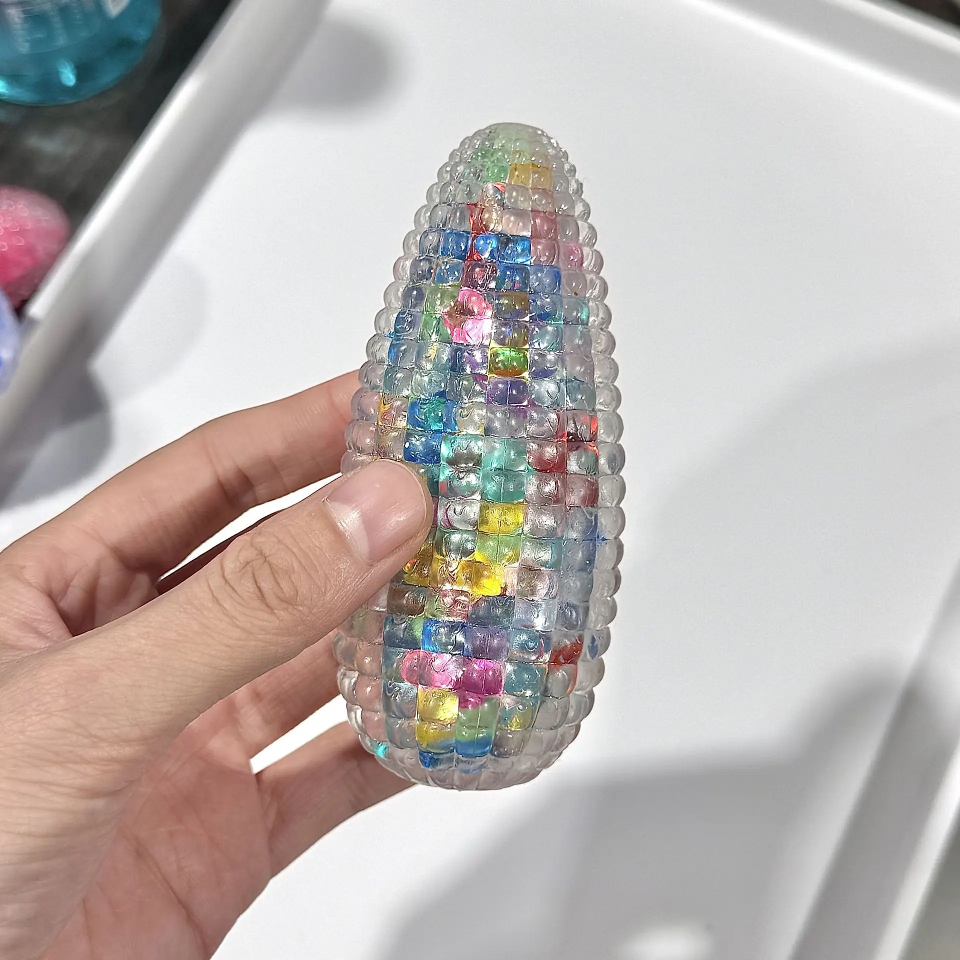 Simulation Transparent Corn Glazed Crystal Soft Pinch Toys Creative Corn Squeeze Slow Rebound Kids Adult Stress Relief Vent Toys