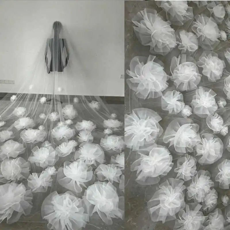 كشكش زين طرحة الزفاف مخصصة صور حقيقية طويلة قطع حافة الحجاب الزفاف طبقة واحدة طول الكاتدرائية اكسسوارات الزفاف