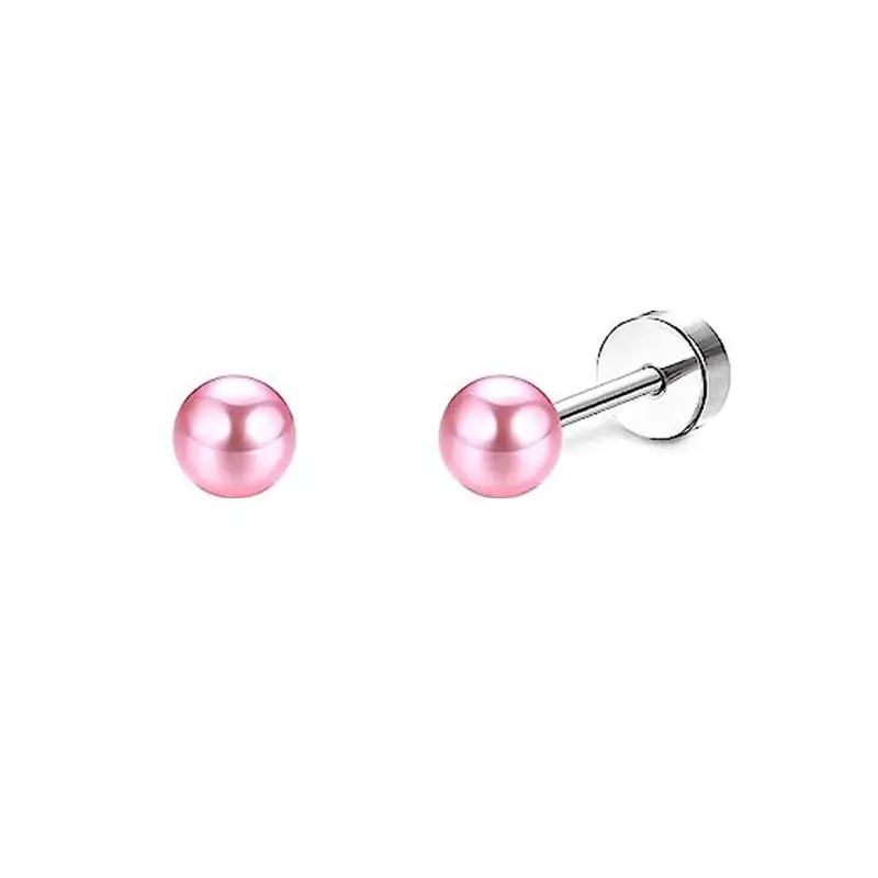 2-teiliges Set Edelstahl Herz-Mond-Ohrstecker mit Schraubkugel für Damen, Modische Ohrstecker für Tragus-Knorpel-Körperpiercing – Detail 10
