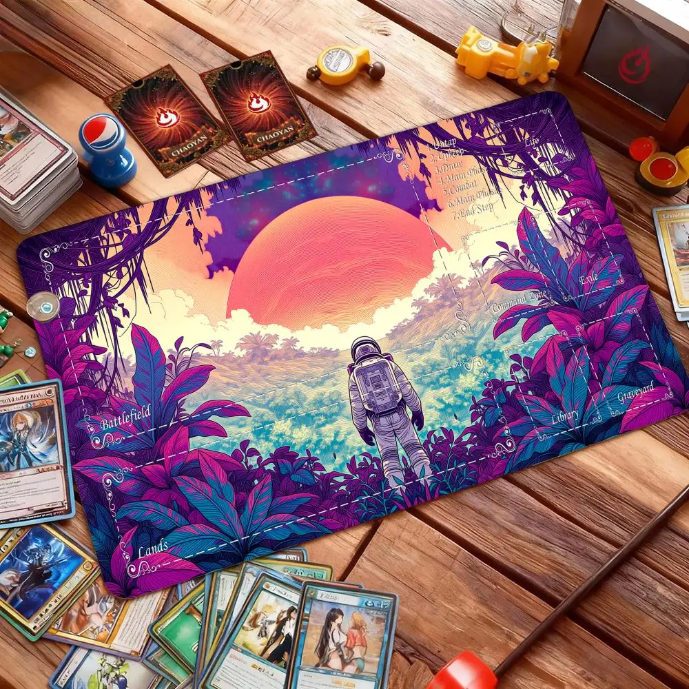 

Sunset and astronauts Magic Card Battle Mat MTG Playmat Anti-slip Base 35X60CM gathering gaming mats Board Game Mat for TCG