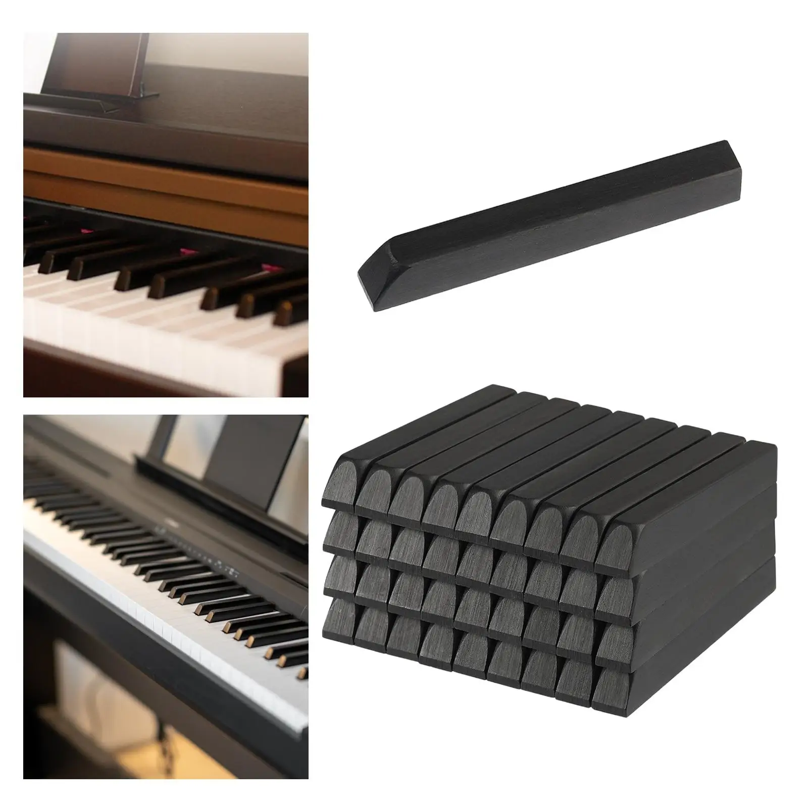 Ebony Piano Sharp Key Replacement Black Antique Piano Keytops Accessory for Piano Bench and Keyboard Support