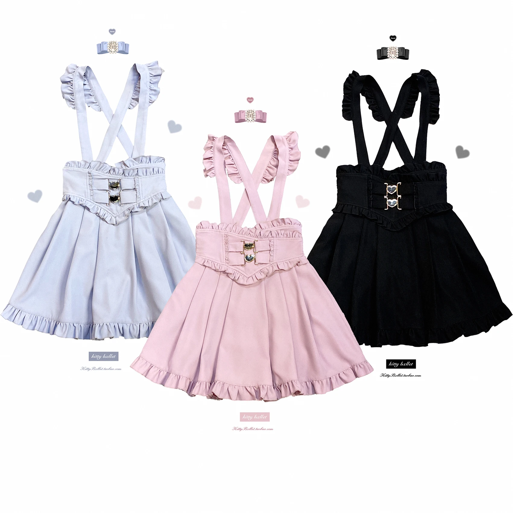 Dophee Original Landmine System Women Strap Skirt Love Buckle High Waist Cute Ruffles Japan Style Lolita Short Skirts Students