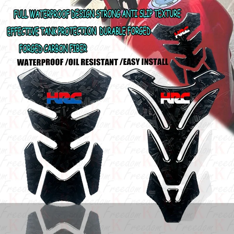 For 3D Motorcycle CBR1000 600RR CB400 CB750 CB1300 HORNET HRC logo Forged Carbon Fiber Real tank pad Protector Sticker