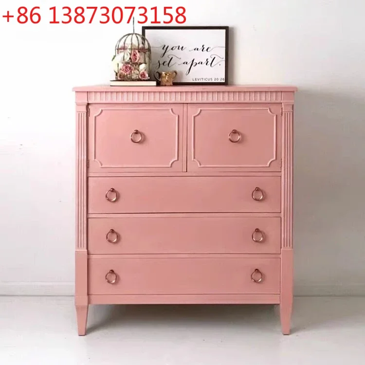 Light luxury American solid wood chest of drawers, living room model room, storage decorative cabinet, European pastoral bedroom