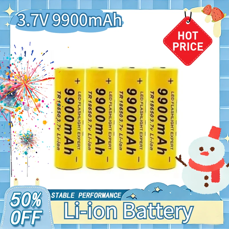 

3.7V 18650 Battery 9900mAh Lithium Rechargeable Battery flashlight Toys fans battery+charger
