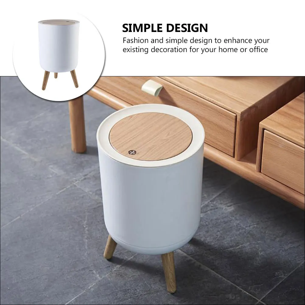 

1Pcs Push Lid Garbage Bin Large Capacity Plastic Household Trash Can for Kitchen Bathroom Waste Paper Container Reusable Eco