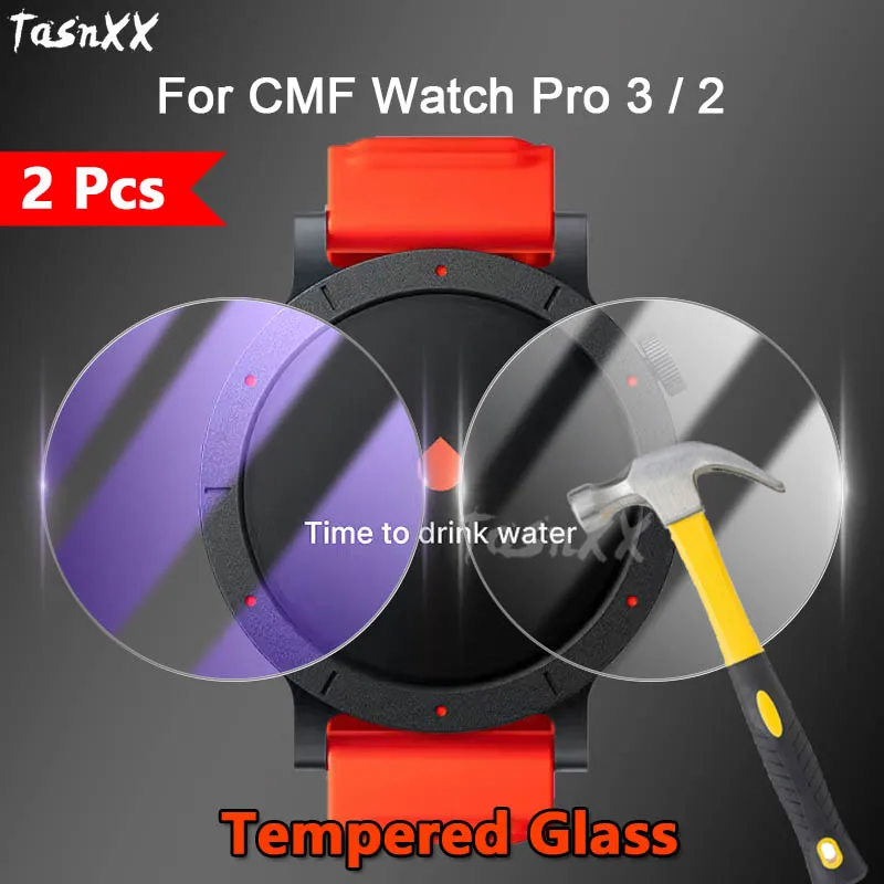 

2Pcs For CMF Watch Pro 3 2 SmartWatch 2.5D Slim HD Clear / Anti Purple Light 9H Tough Tempered Glass Guard Screen Protector Film