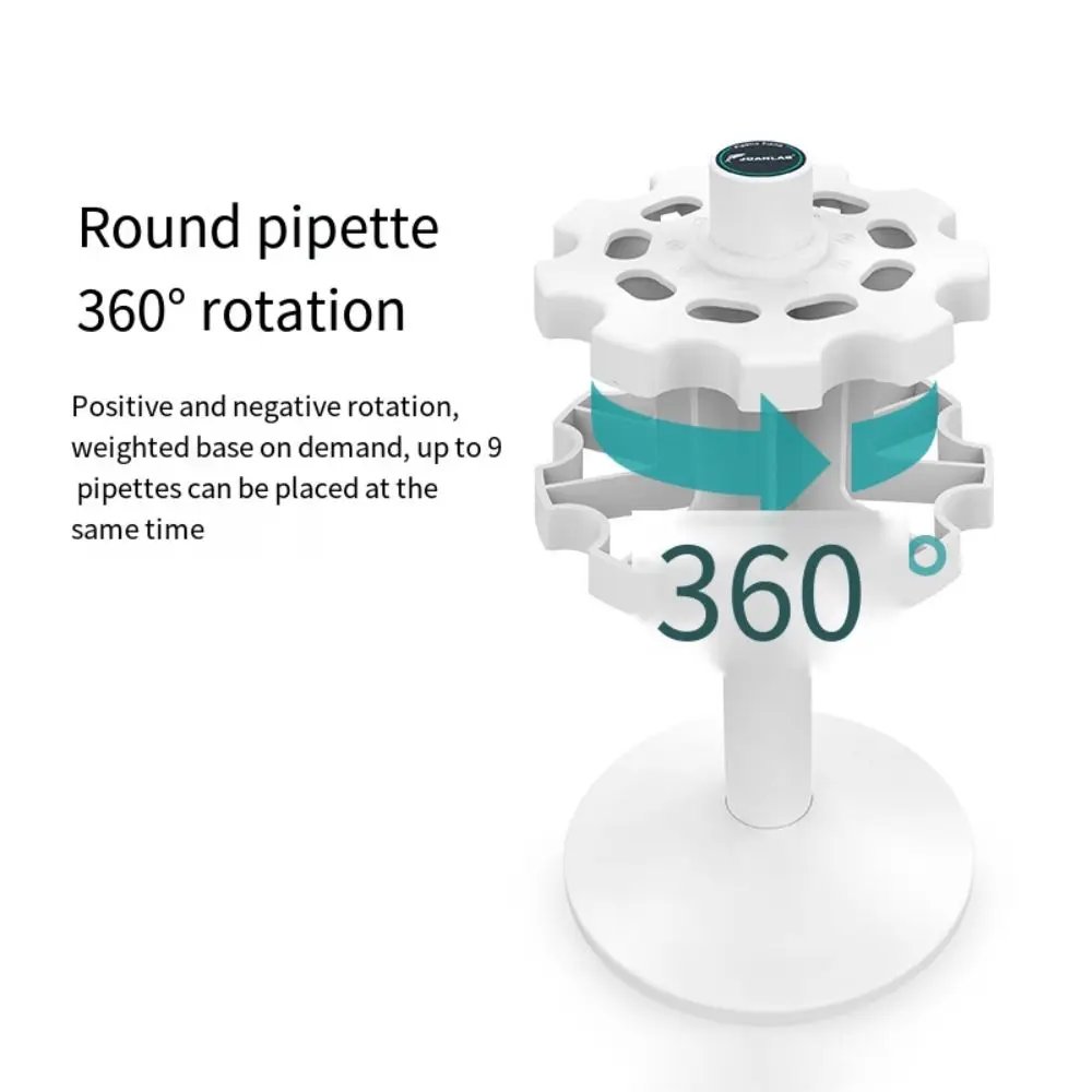 Rack de pipeta de laboratório de 3/6/9 posições, rotação de 360 graus, suporte de pipeta trapézio universal, economiza espaço, antiderrapante