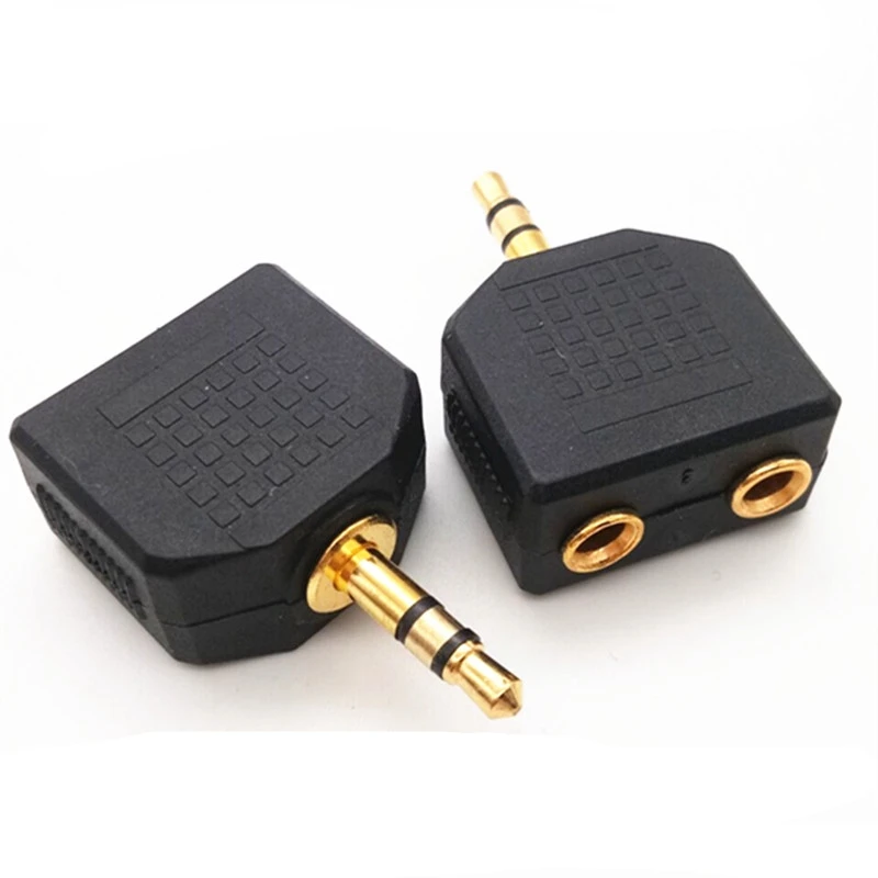 1 قطعة 3.5 مللي متر جاك ذكر إلى مزدوج AUX أنثى Y الفاصل محول للهاتف ميكروفون المتكلم سماعة الصوت سماعة #2