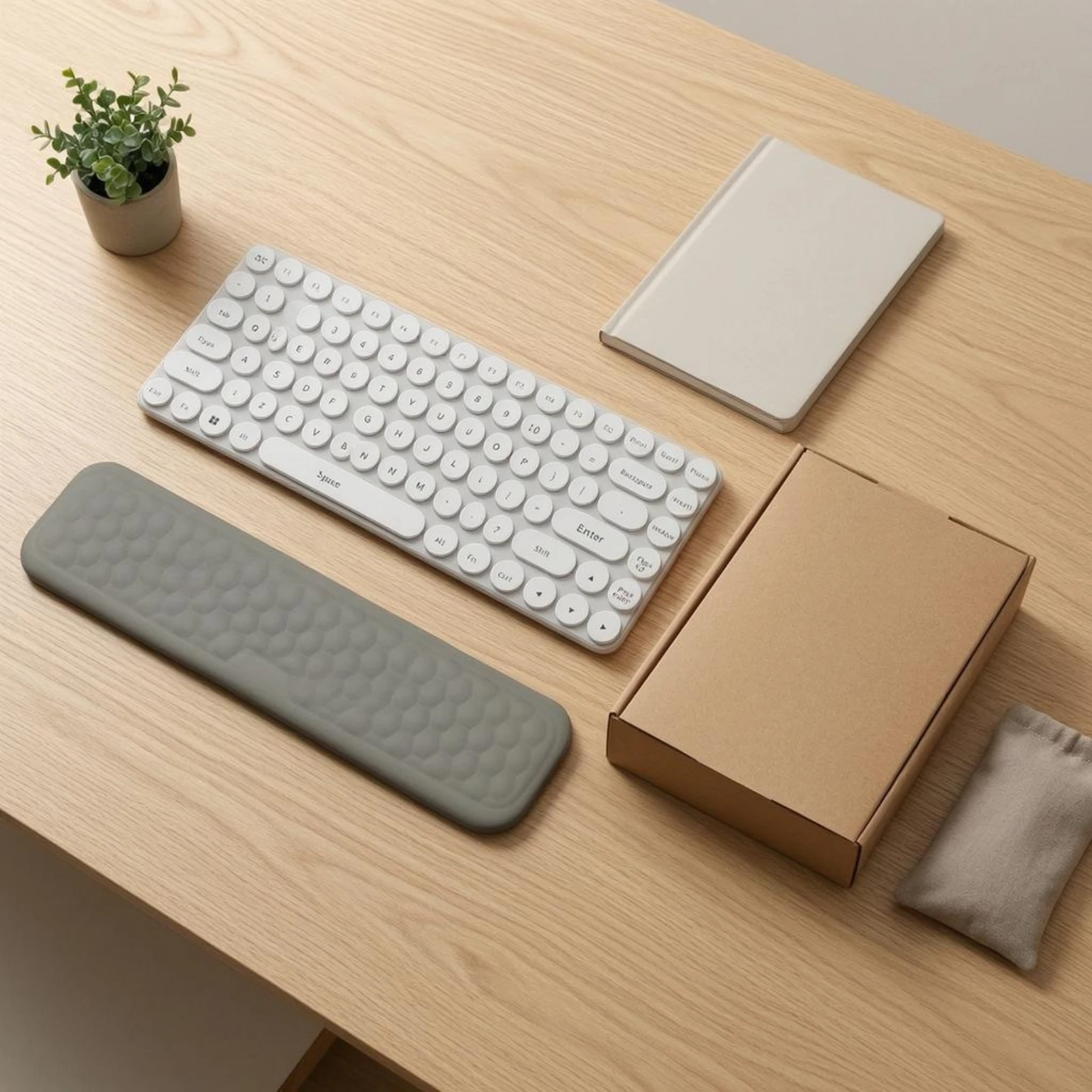 Quilted Keyboard Wrist Rest Leather-Like Memory Foam Wrist Rest Computer Accessory Contoured Cushioned for Office