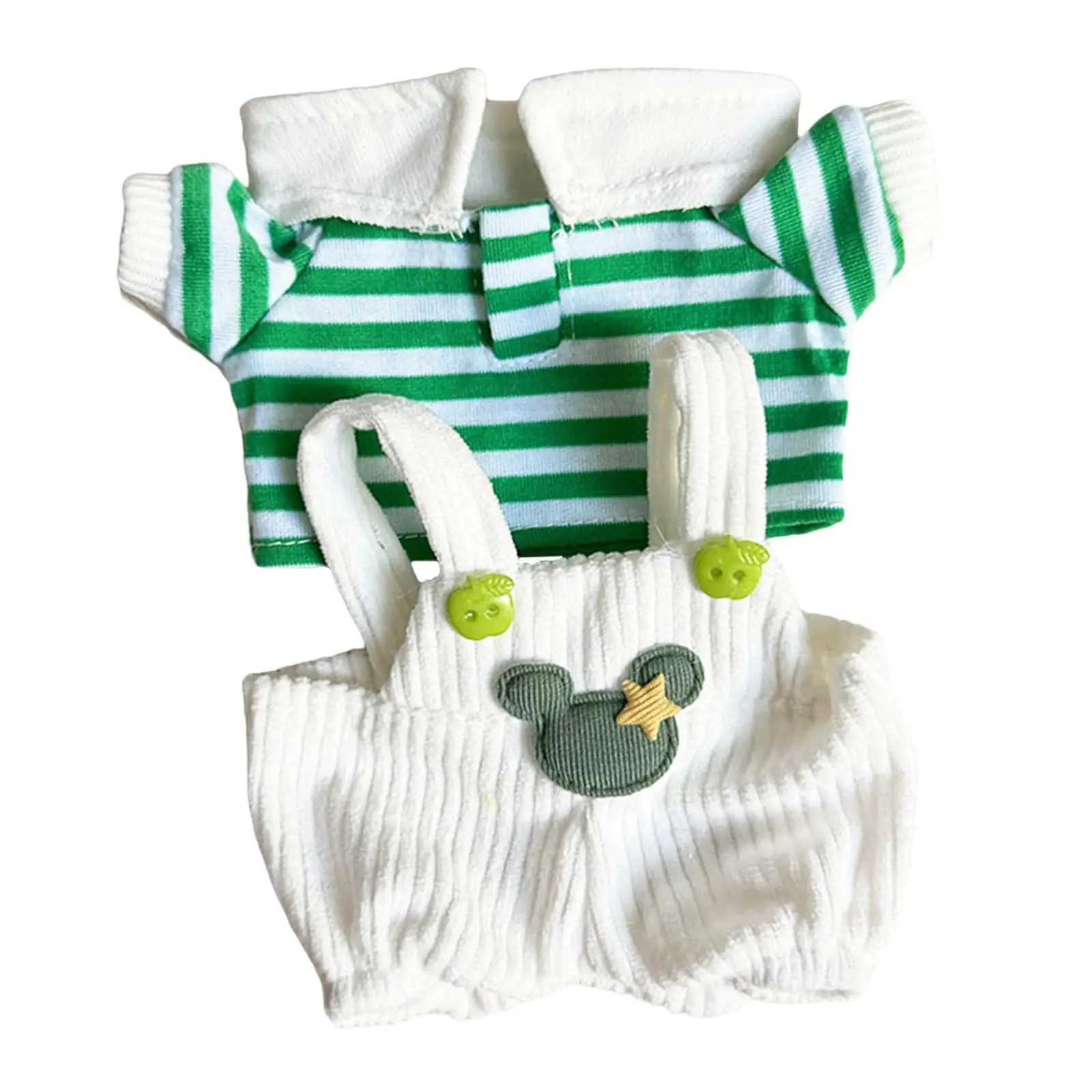 

Dolls Suspender Pants with T Shirt Set Accs Miniature Clothes for 20cm Dolls Green