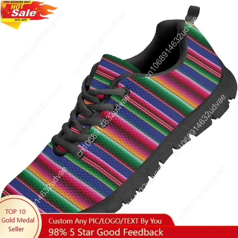 

Colorful Mexican Serape Sports Shoes Lace Up Sneakers Breathable Sneaker for Mens Womans Boys Girls Teenager Kid