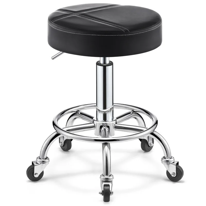 Professional Swivel Barbers Chairs Wheels Portable Rolling Hairdressing Stool Rotating Coiffeur Stuhl Salon Furniture MQ50BC