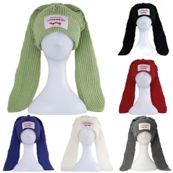 HandmadeLong rabbit Ear Wool Hat To Keep Warm in Autumn and Winter Korean Solid Color Long Ear Knitted Hat
