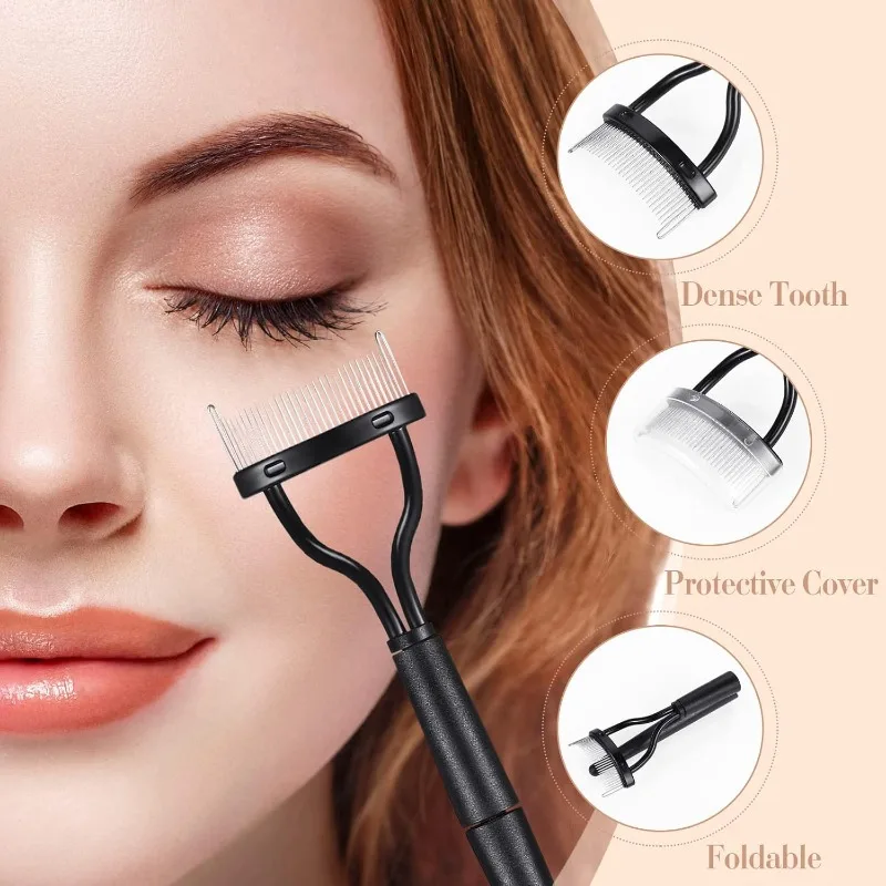 Eyelash Curlers with Comb Eyebrow Brush Kit for Women Lash Curler Eyelash Comb Seperator Mascara Brushes Eyebrow Brush