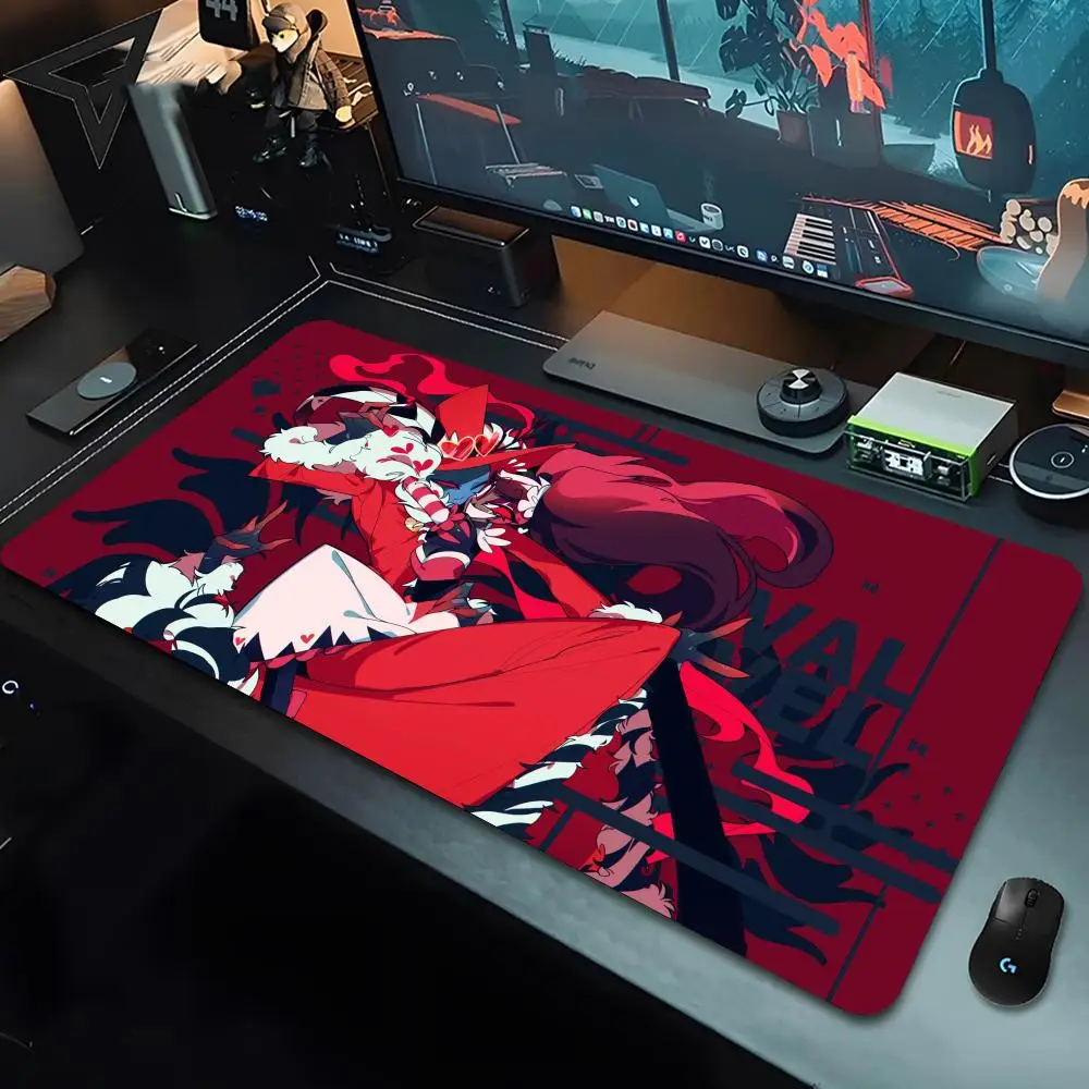 H-Hazbin Hoteles Alastors ratón regalos de cumpleaños Pad 80x40cm XL Lockedge Oficina ordenador escritorio Mat mesa teclado alfombrilla de ratón grande