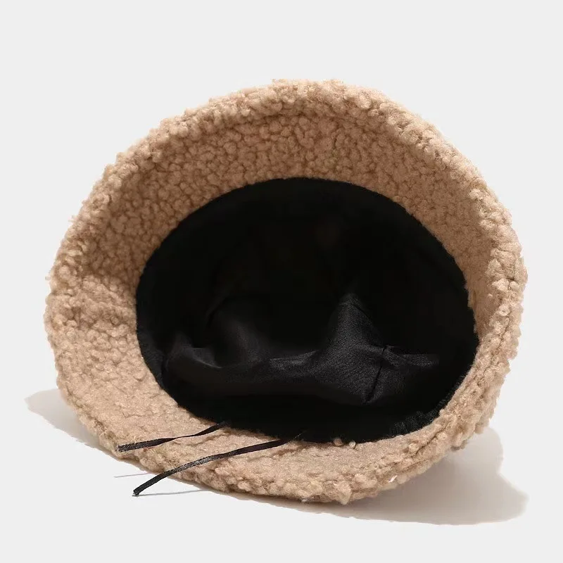 2022 Lamb Wool Bucket Hat for Women Men Solid Harajuku Teddy Fishing Fisherman Hat Autumn Winter Bob Outdoor Warm Panama Cap