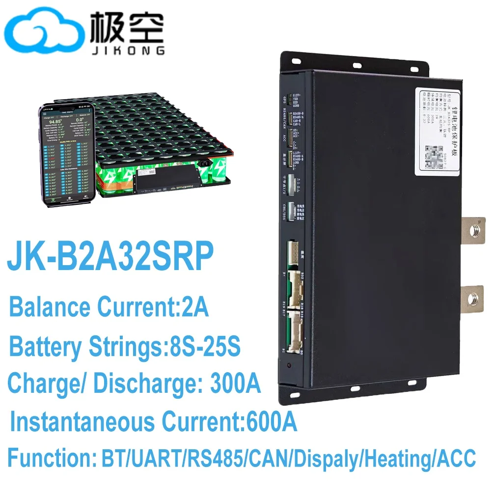 Умная BMS JK 8S-32S 500A для литиевых аккумуляторов NCM, LTO, LiFePO4 (10S, 13S, 14S, 16S, 20S, 24S, 28S, 30S) с интерфейсами RS485 и CAN BUS, 24В, 36В, 48В, 60В, 72В