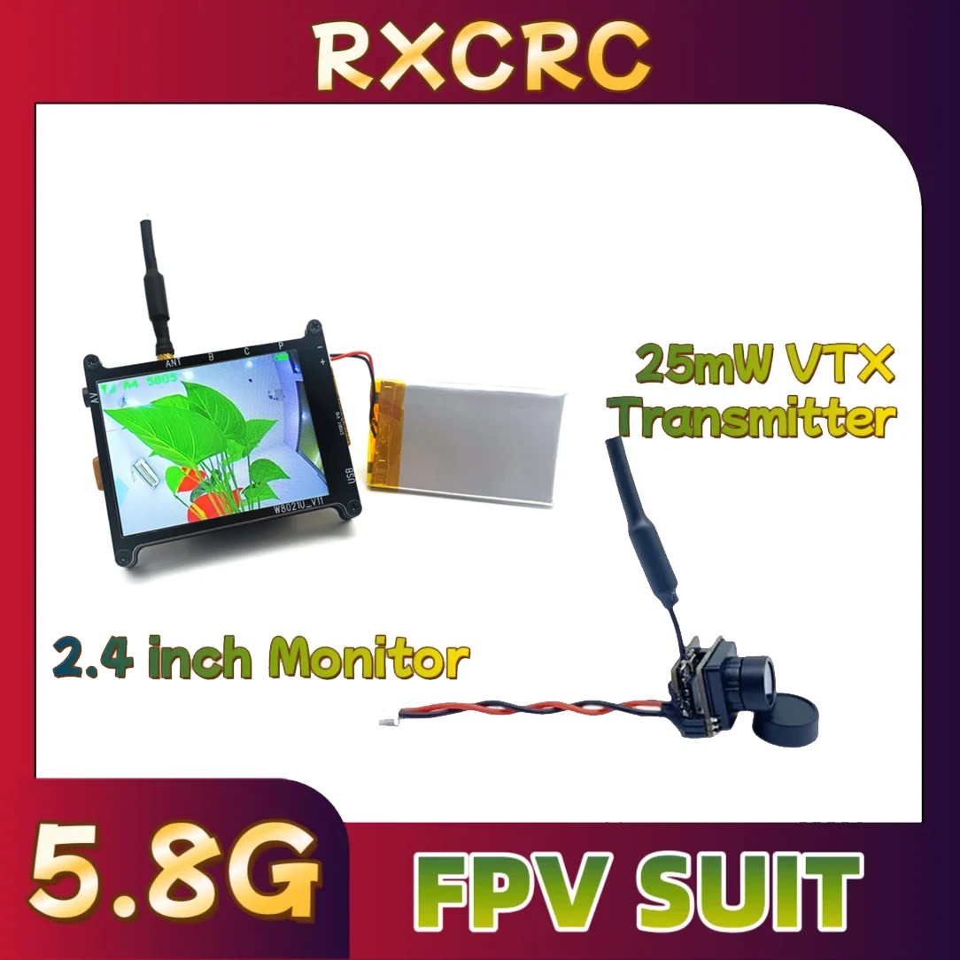 

RXCRC 5,8G 701U 25 мВт VTX-передатчик FPV 2,4-дюймовый мини-монитор. Для FPV-дронов с дистанционным управлением транспортных средств, самолетов с неподвижным крылом и т. д.