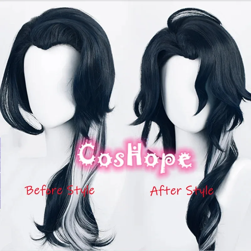 

Fatui Pantalone Синий Черный Белый Парик Аниме Косплей Термостойкие Синтетические Парики