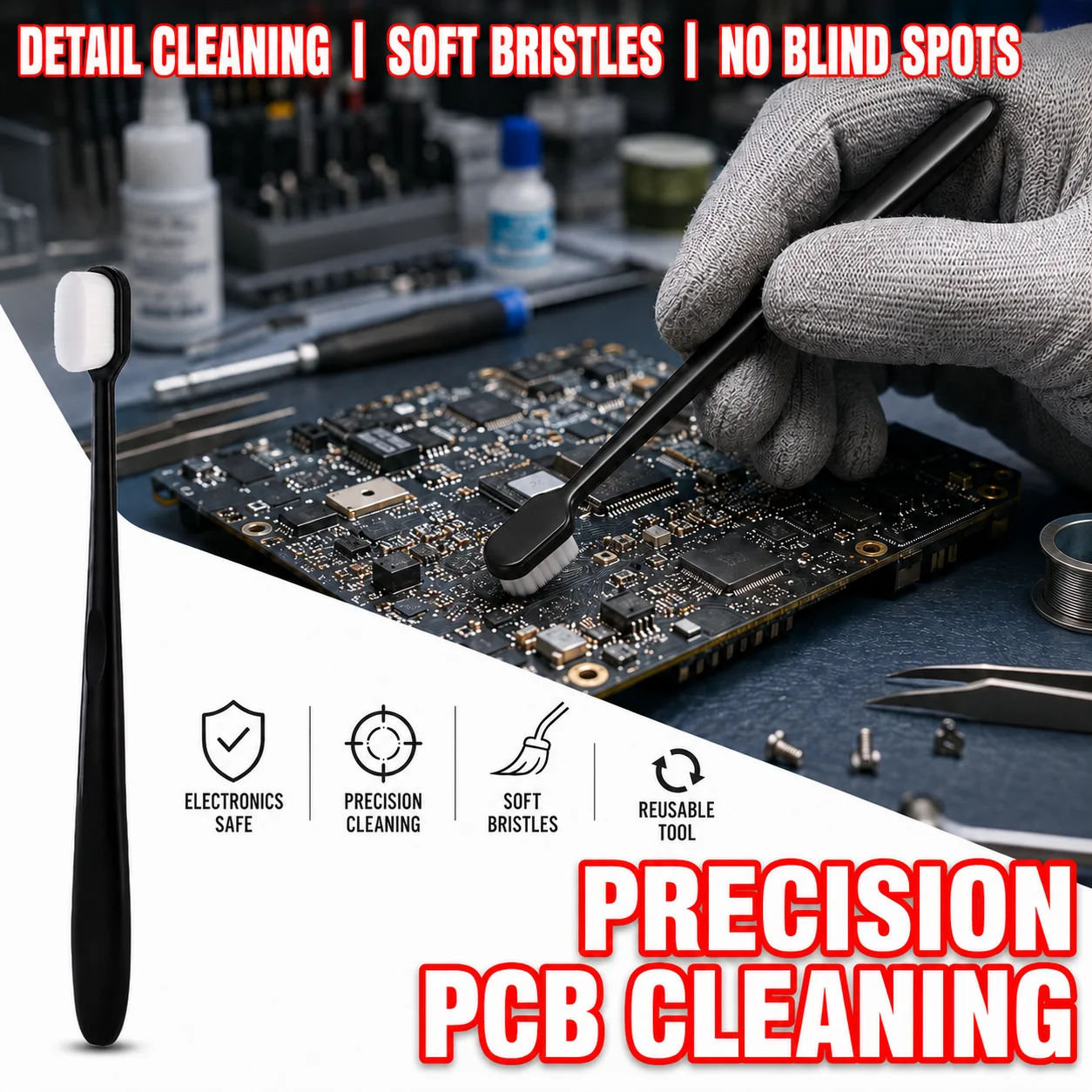 Fibre Cleaning Polishing Motherboard IC Glue Removal Cleaning Brush for Circuit IC PCB BGA Phone Electric Repairing