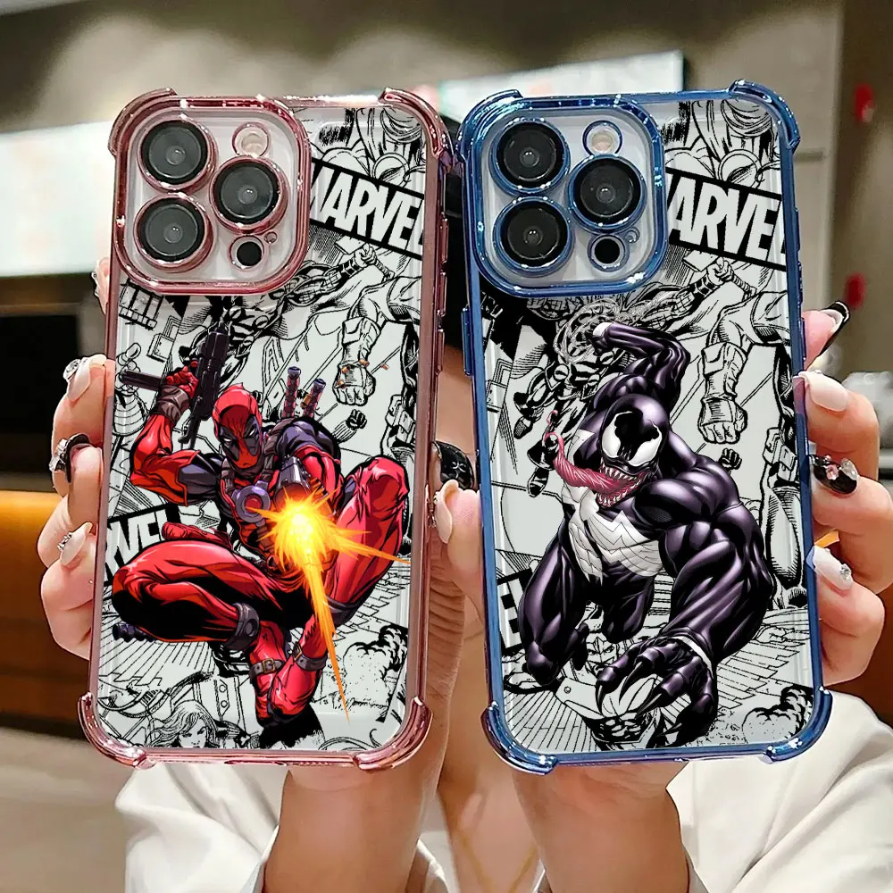 

Marvel Deadpool Venom Case For iPhone 17 Air 16 15 14 11 12 13 Pro Max 16e 17E 15 Plus 13 Mini Shockproof Fundas Phone Cover