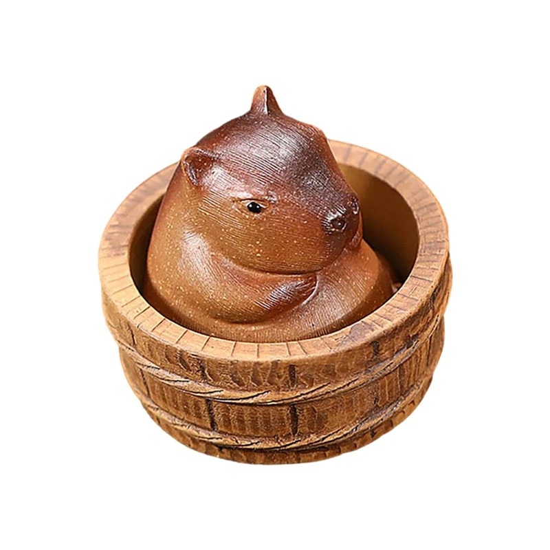 SEWS-Clay Capybara Mini Tea Pet Figurine Kungfu Tea Pet Model Cute Accessories DIY Crafts Souvenir For Yoga Room Bedroom