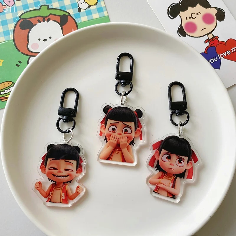 2D Nezha брелок с героями мультфильмов, аниме, акриловый брелок, прекрасная сумка, кулон, пара, держатель для ключей, украшение, сумка, аксессуары для ключей