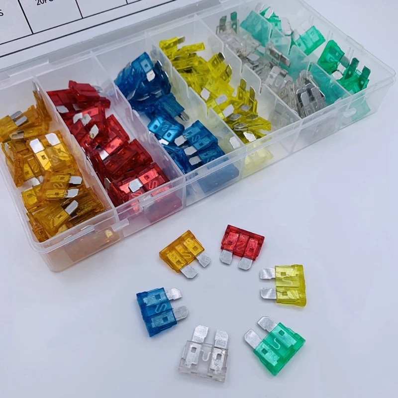 120 SZTUK Zestaw bezpieczników samochodowych Auto Car Truck Standard Blade Fuse Assortment 5A 10A 15A 20A 25A 30A Wymiana bezpieczników samochodowych