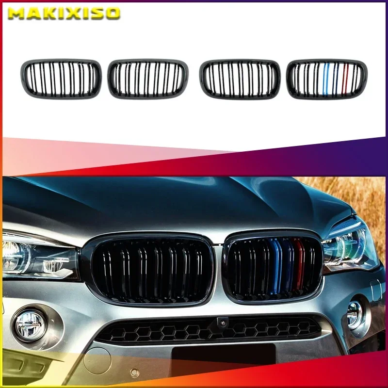 

New Look Car Grille Grill Front Kidney Glossy 2 Line Double Slat For BMW X5 F15 X6 F16 X5M F85 X6M F86 Car Accessories