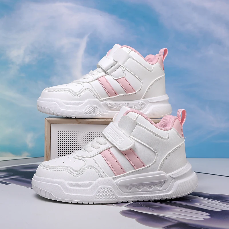 

Пара детских всесезонных высоких кроссовок с кожаным верхом, износостойкие повседневные туфли, размер 28-39, MQ-6666