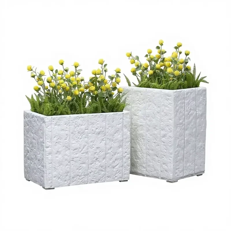 Outdoor Nordic Style Large Imitation Stone Terrace Balcony Rectangular Courtyard Fence Flower Box Combination Flower Pot
