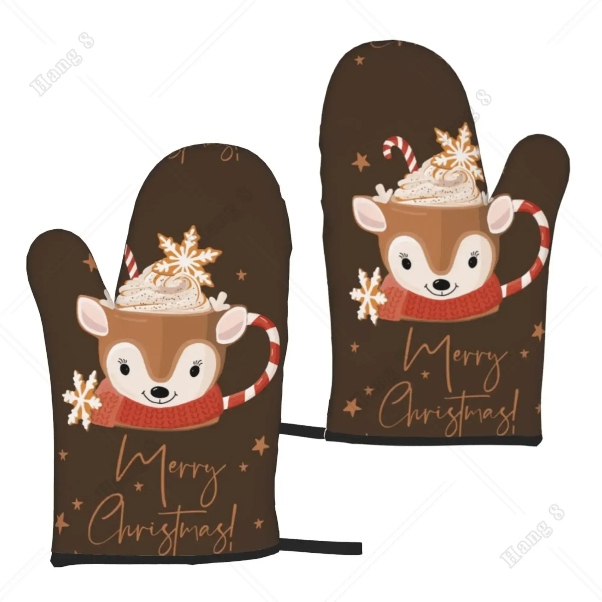 

Мультяшные олени Горячие какао рождественские рукавицы для духовки микроволновые Перчатки Нескользящие кухонные Термостойкие горячие прокладки для женщин для приготовления пищи