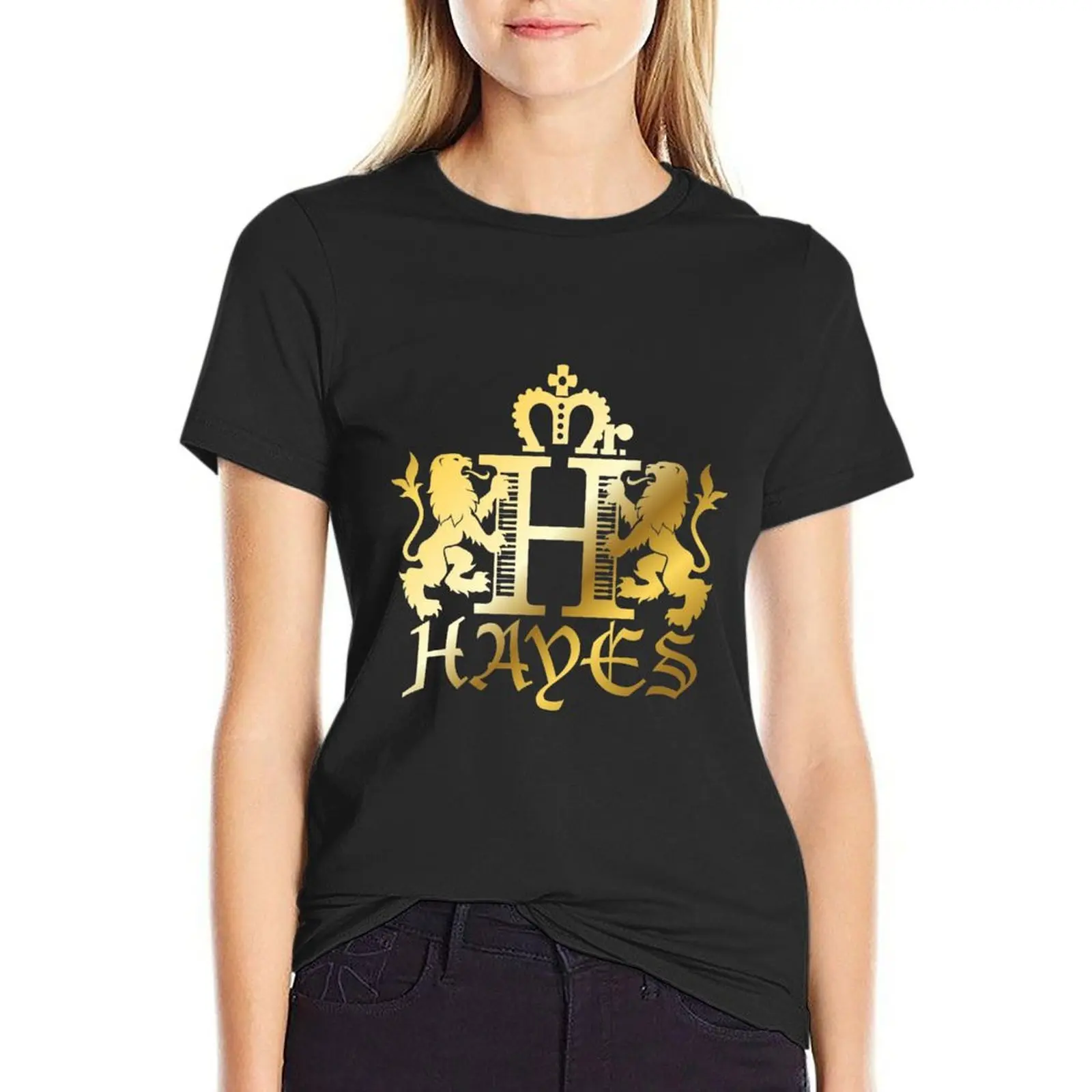 

Mr. Hayes Coat of Arms Gold T-Shirt summer tops shirts graphic tees oversized lady clothes fashion woman blouse 2024