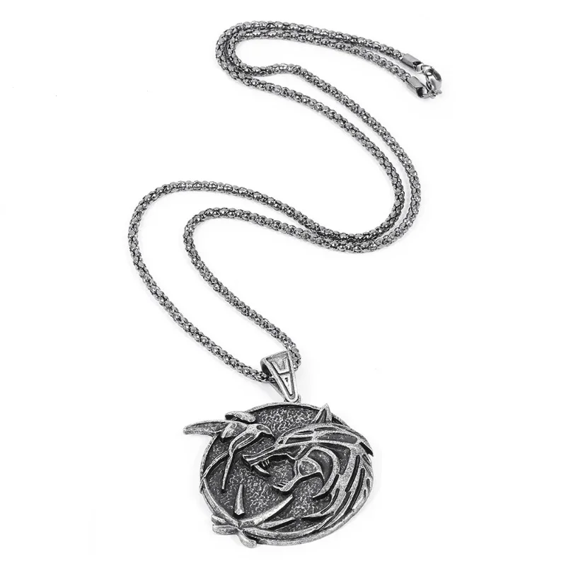 Tête de loup de chasse sauvage The Witchered 3, jeu en métal, Cosplay gothique, couleur argent, accessoires, jouets pour enfants