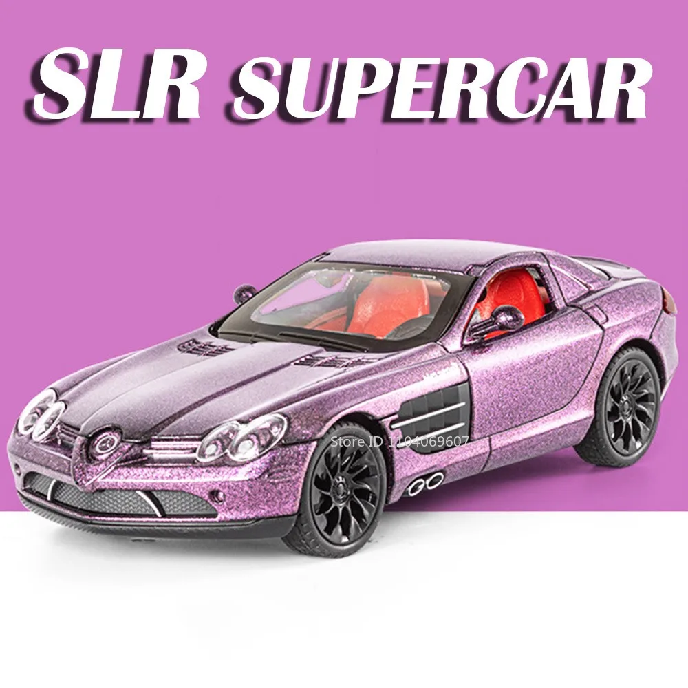 

1:24 SLR ONE Миниатюрная модель спортивного автомобиля, игрушки из сплава, литой под давлением звук, свет, двери, открытый орнамент с откатным механизмом, суперкары для детей, подарки