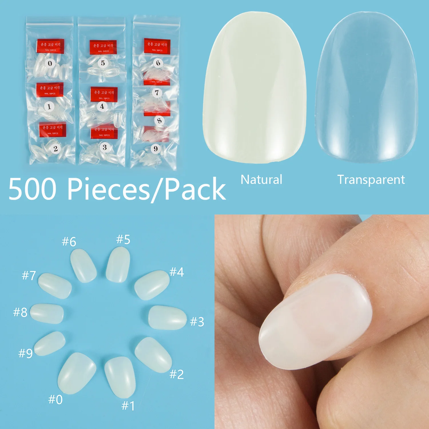 XS Extreme Short Round Shape False Nail 500 Pieces 10 Sizes Small Fake Nail DIY Set Full Nails For Press On Nails Manicure