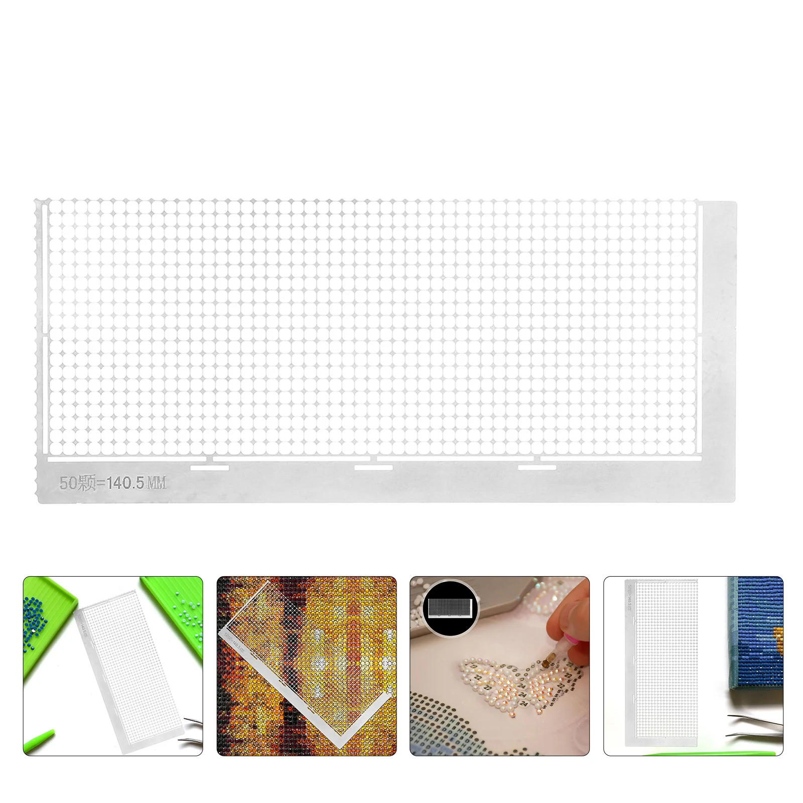 

2Pcs Rhinestone Painting Ruler Stainless Steel Mesh Drawing Tool for Diamond Art Bead Placement Craft Accessories