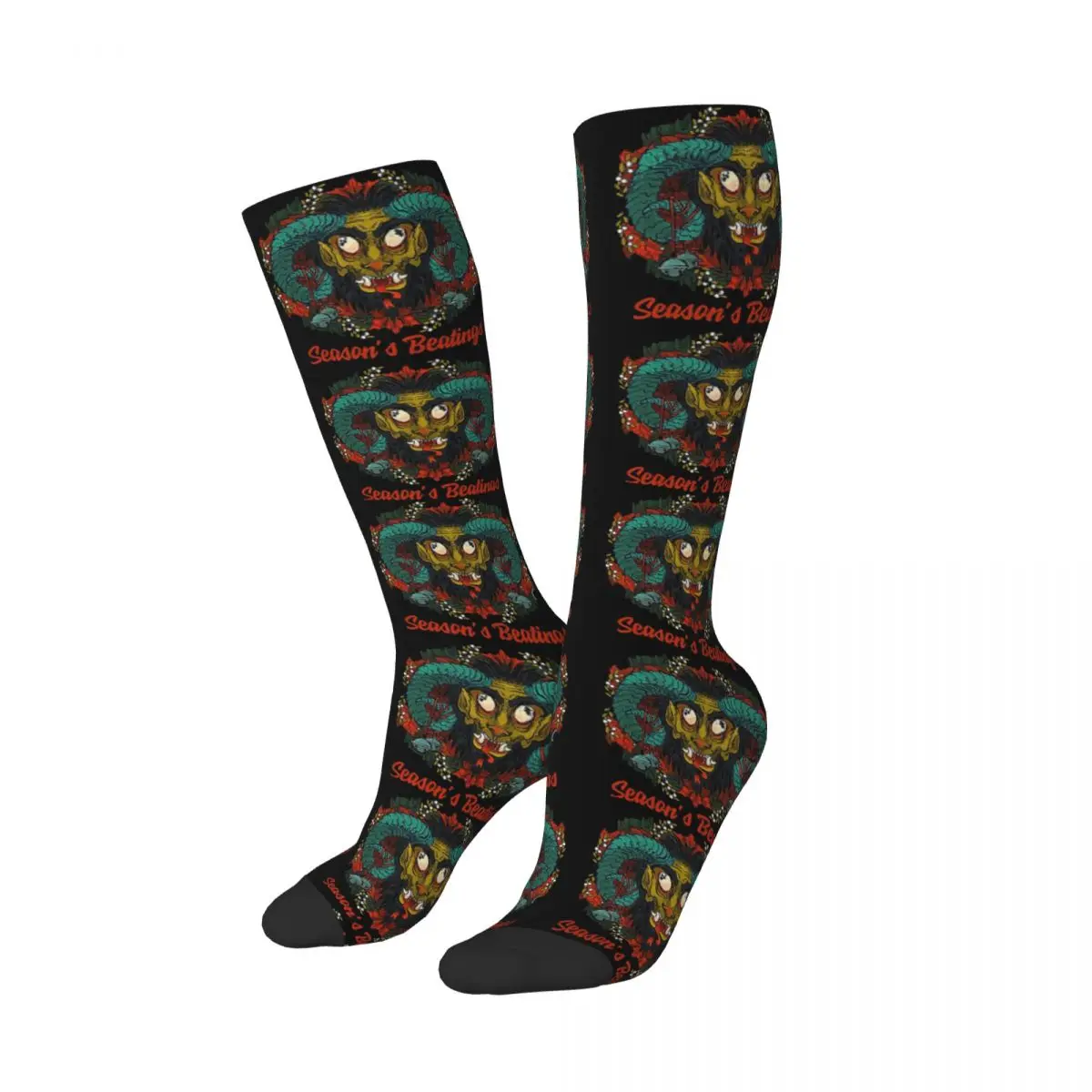 Season's Beatings Krampus Socks Harajuku High Quality Stockings All Season Long Socks Accessories for Man's Woman's Gifts