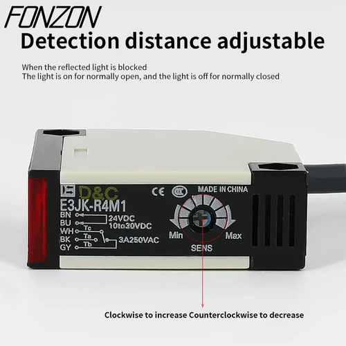 Imagen 2 del producto Sensor fotoeléctrico reflectante de espejo infrarrojo E3JK-R4M1 interruptor de proximidad de distancia de detección de 4M DC12-24V/AC90-250V/ACDC General