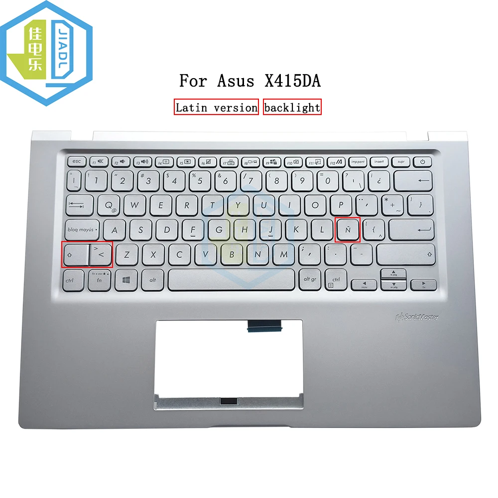 New LA Latin RU Backlight Laptop Keyboard Topcase Palmrest For Asus X415DA Sliver Grey Laptop Keyboards C Shell 90NB0T31-R34LA0
